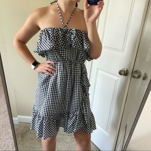 J. Crew Gingham ruffle strapless cotton dress coverup cute small s cottagecore